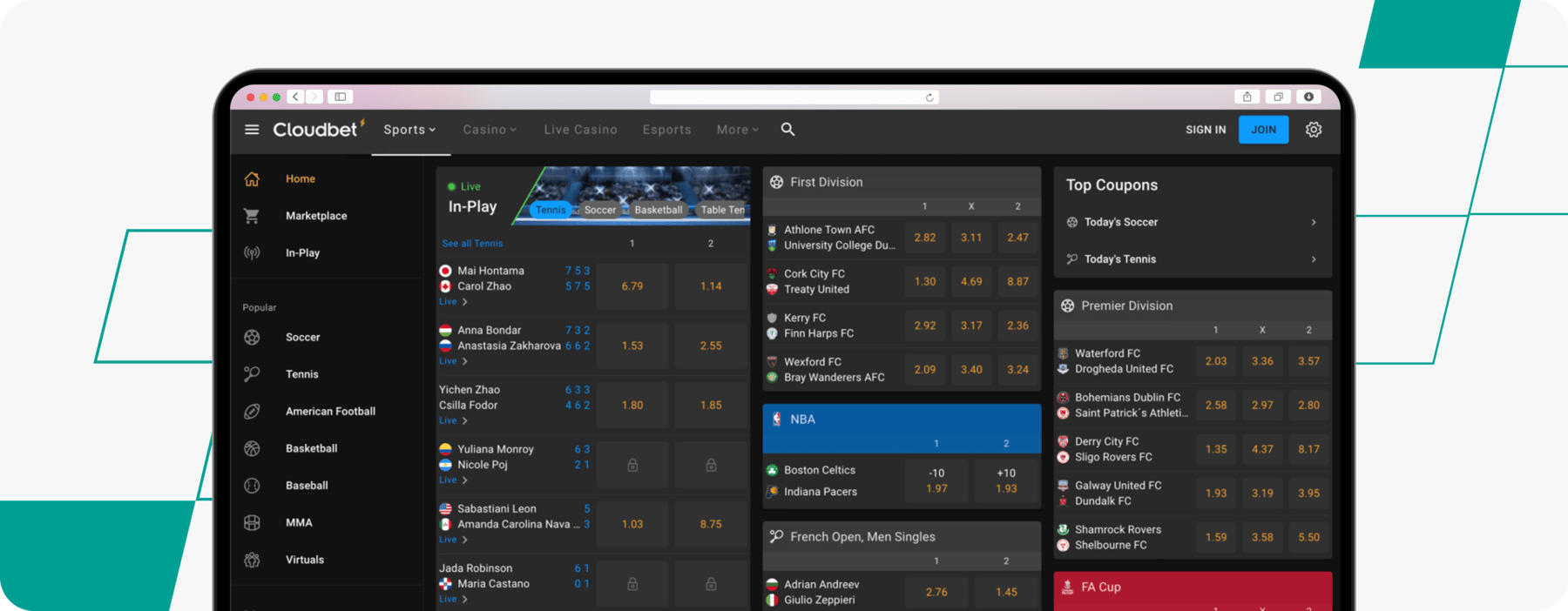 CloudBet ethereum betting desktop screenshot